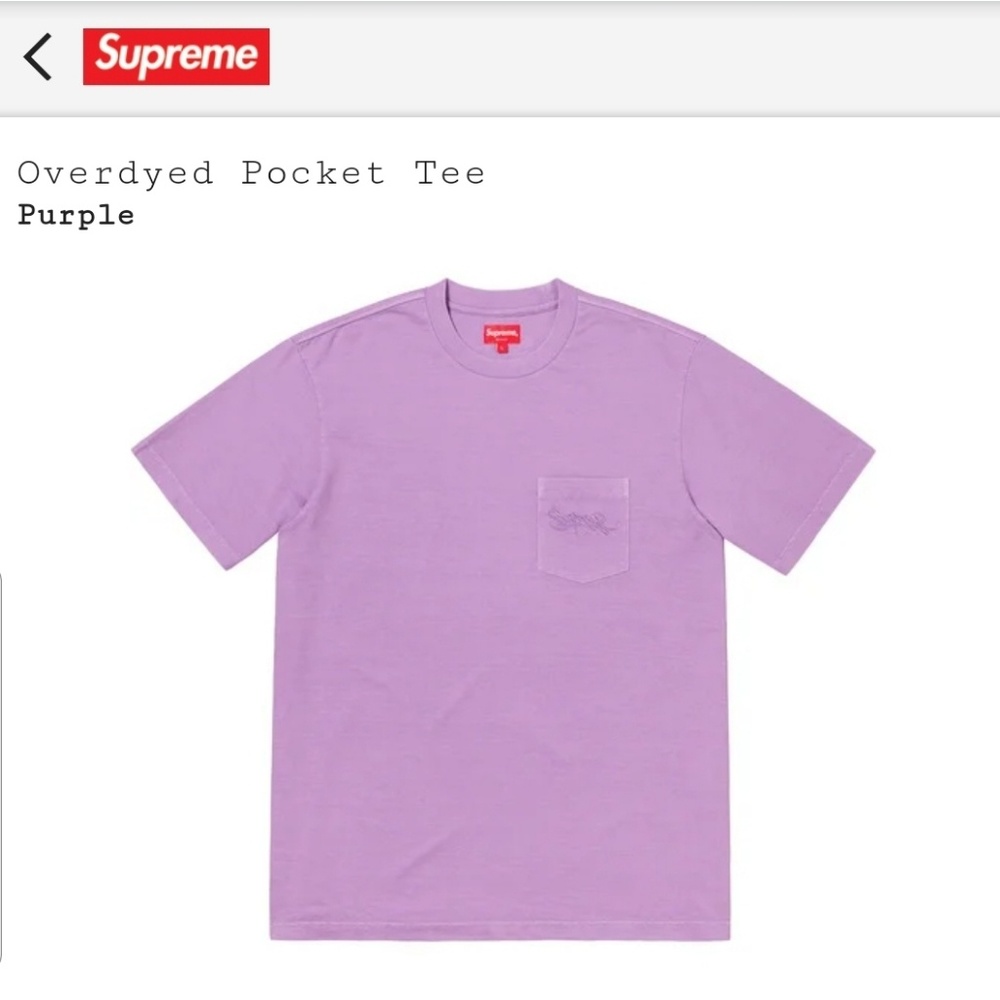 SUPREME Overdyed Pocket Tee Purple Size Medium